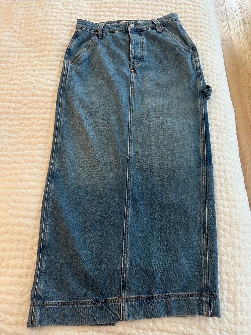 We The Free Denim Pencil Skirt in Blue